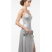 Evening Bag - Pleated Satin w/ Rhinestone Charm Accent - Gray - BG-92199GY